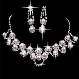 PEARLS AND CRYSTALS NECKLACE SET    14 INCH ADJ.